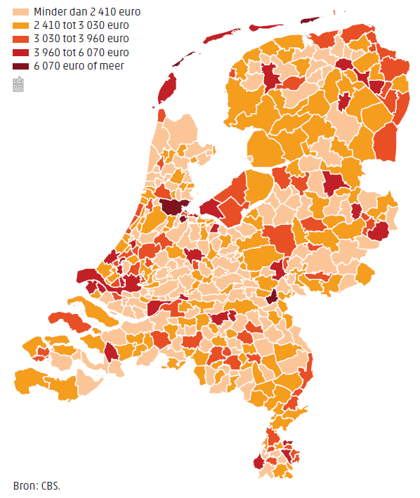 Gemeentelijke lasten in euro per hoofd vd bevolking